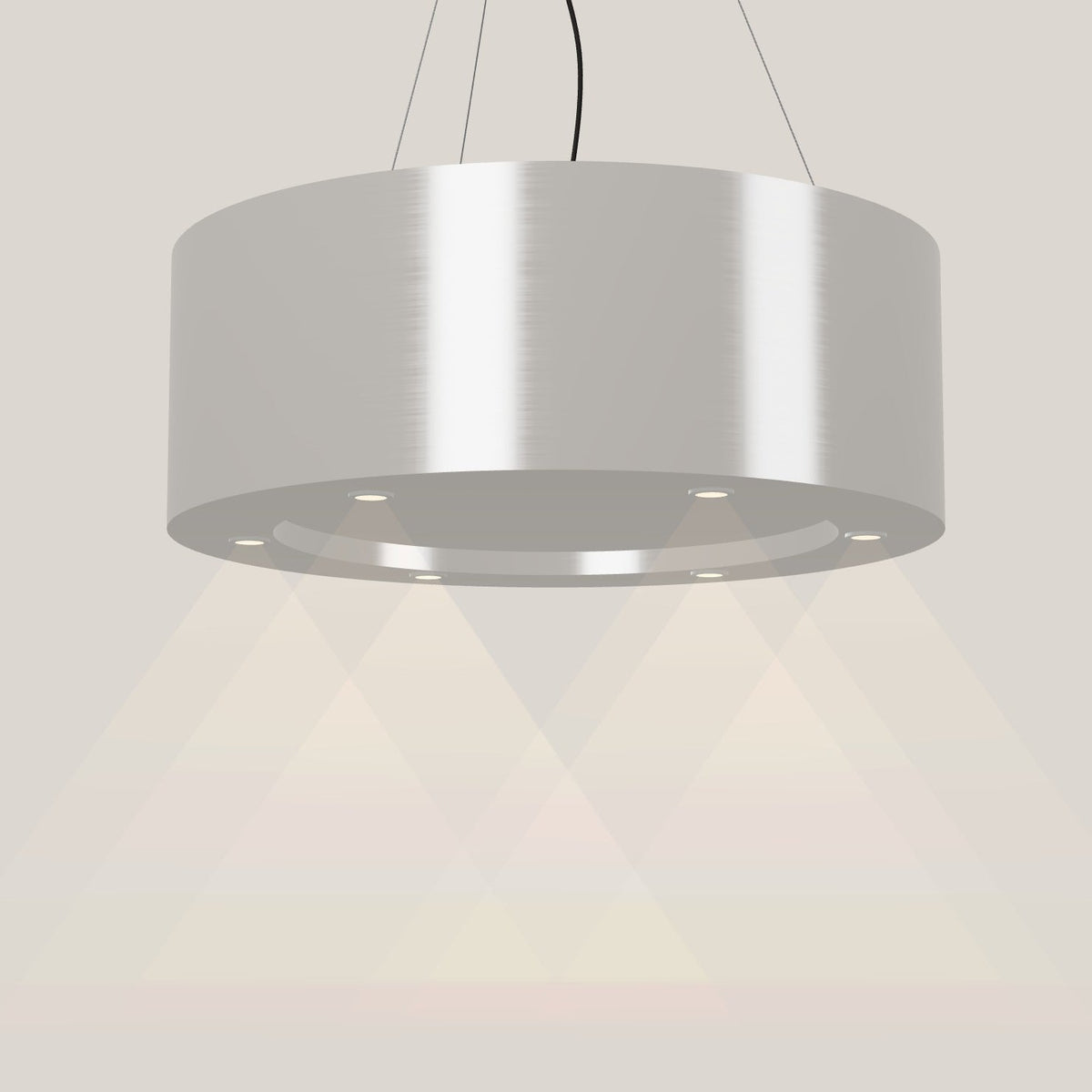 Wave 2620.607 CIRCO eilandafzuigkap Ø 90 cm in Ivory Greige, met verlichting aan