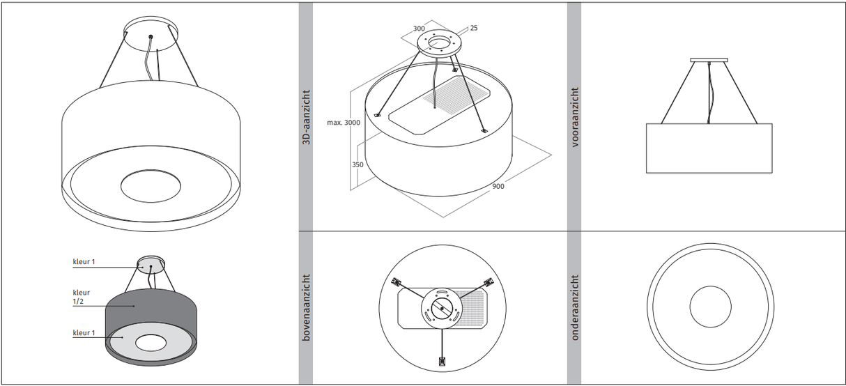Wave 2620.415 CIRCO lamp 90cm - geschikt voor lederen bekleding - 1 kleur naar keuze - LEDDISC - afzuigkapSpecialist.nl