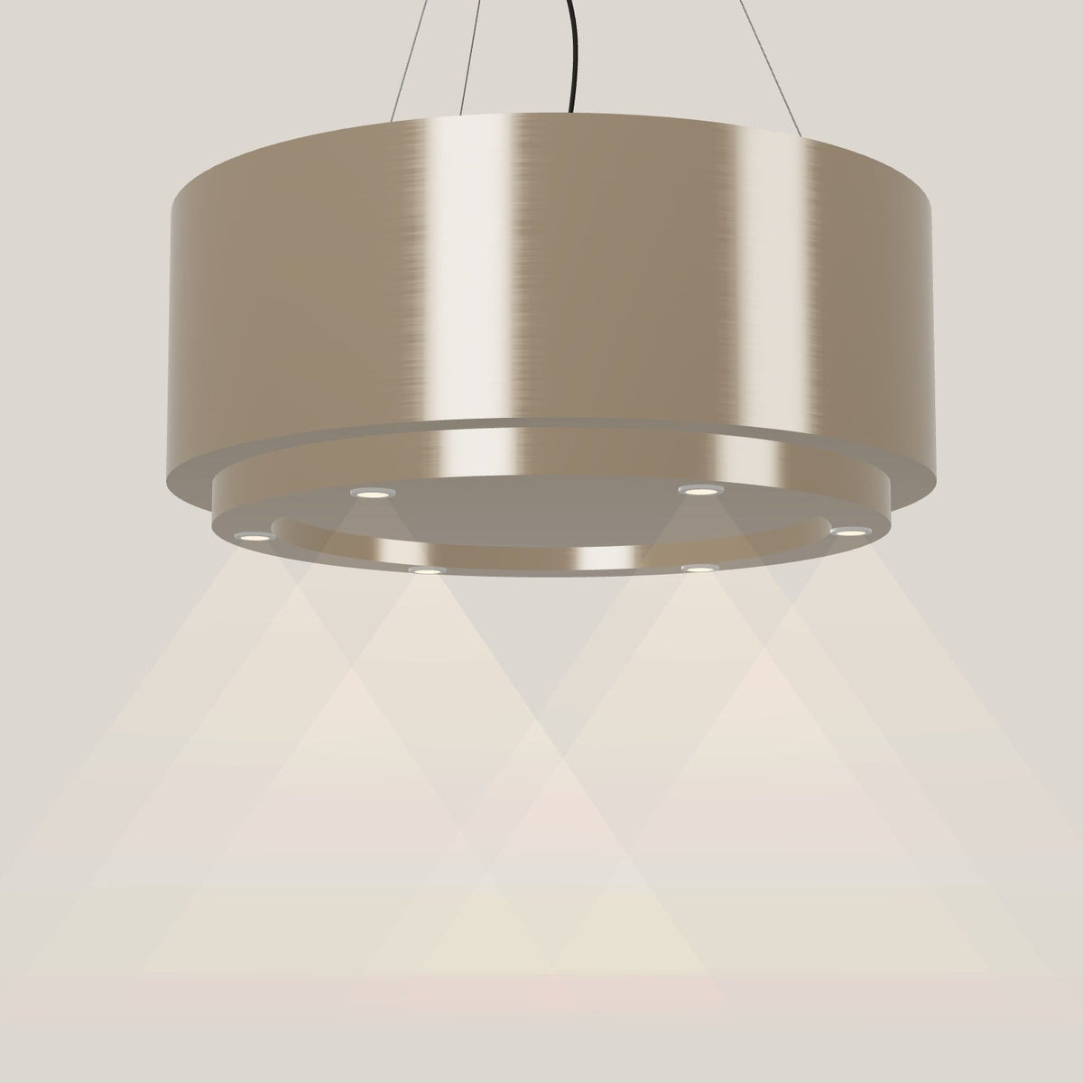 Wave 2630.601 CIRCO X eilandafzuigkap Ø 90 cm in Satin Bronze, met verlichting aan