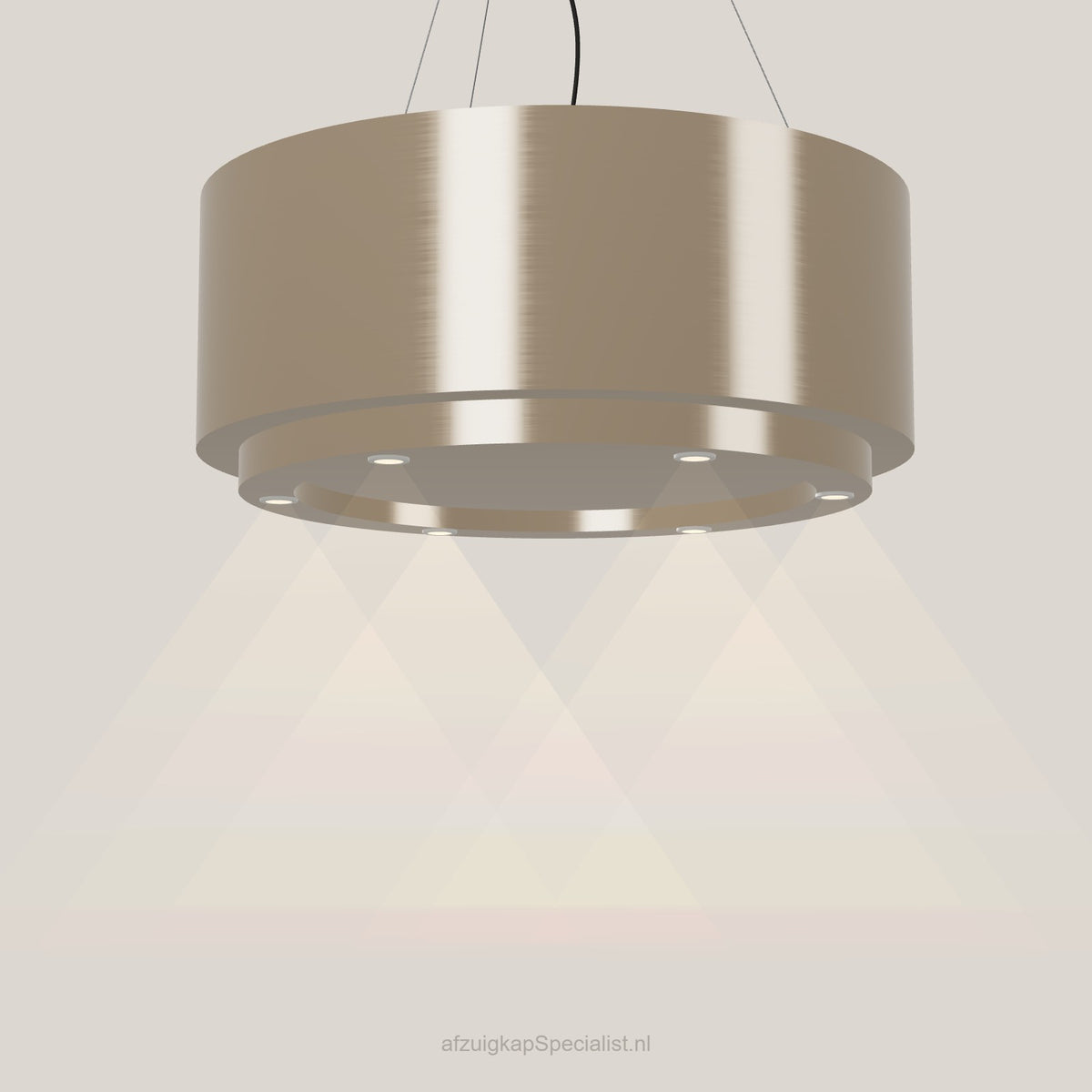 Wave 2630.601 CIRCO X eilandafzuigkap Ø 90 cm in Satin Bronze, met verlichting aan