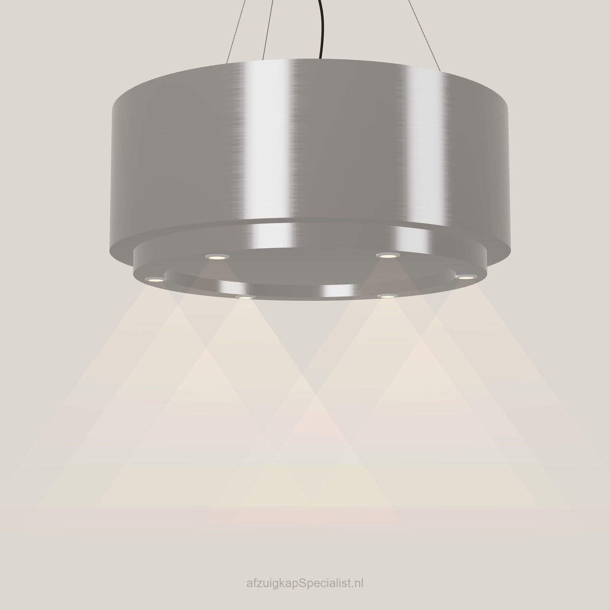 Wave 2630.602 CIRCO X eilandafzuigkap Ø 90 cm in Pearl Grey, met verlichting aan