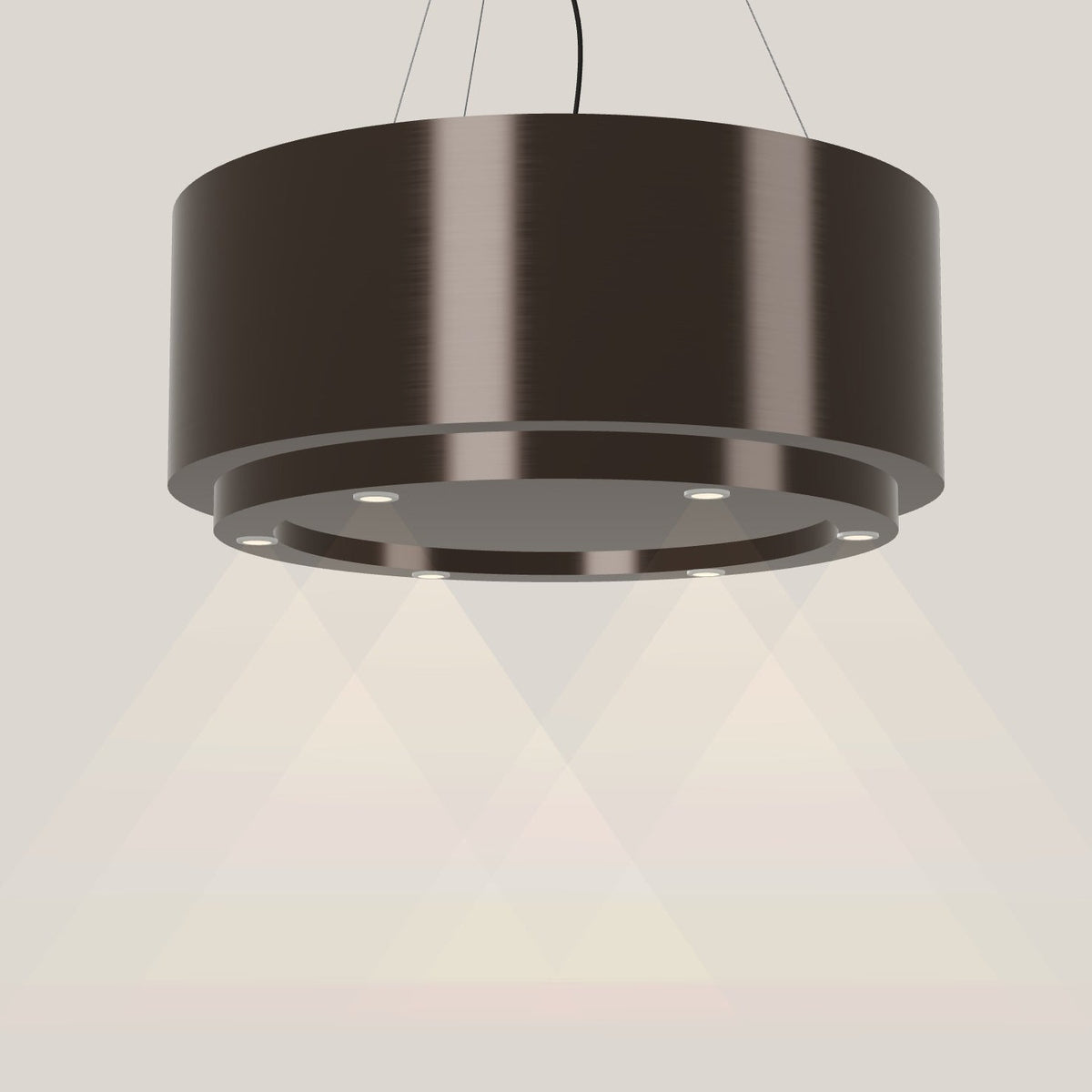Wave 2630.603 CIRCO X eilandafzuigkap Ø 90 cm in Anodic Brown, met verlichting aan