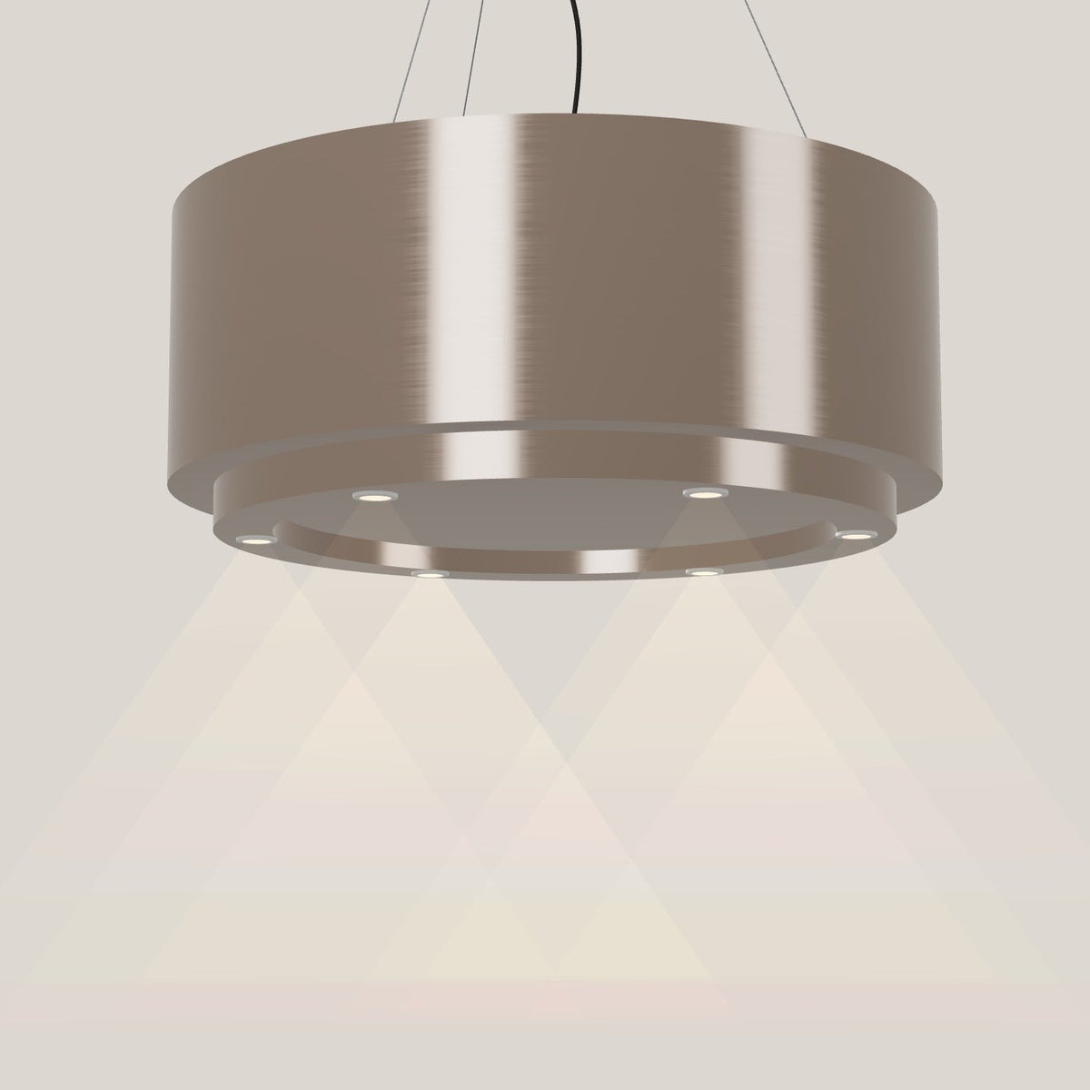 Wave 2630.605 CIRCO X eilandafzuigkap Ø 90 cm in Champagne Gold, met verlichting aan