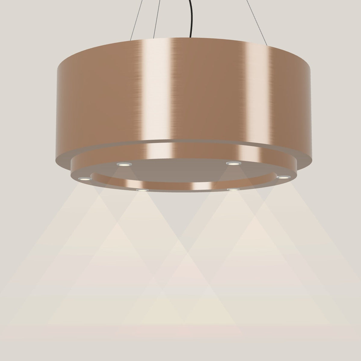 Wave 2630.606 CIRCO X eilandafzuigkap Ø 90 cm in Rose Copper, met verlichting aan
