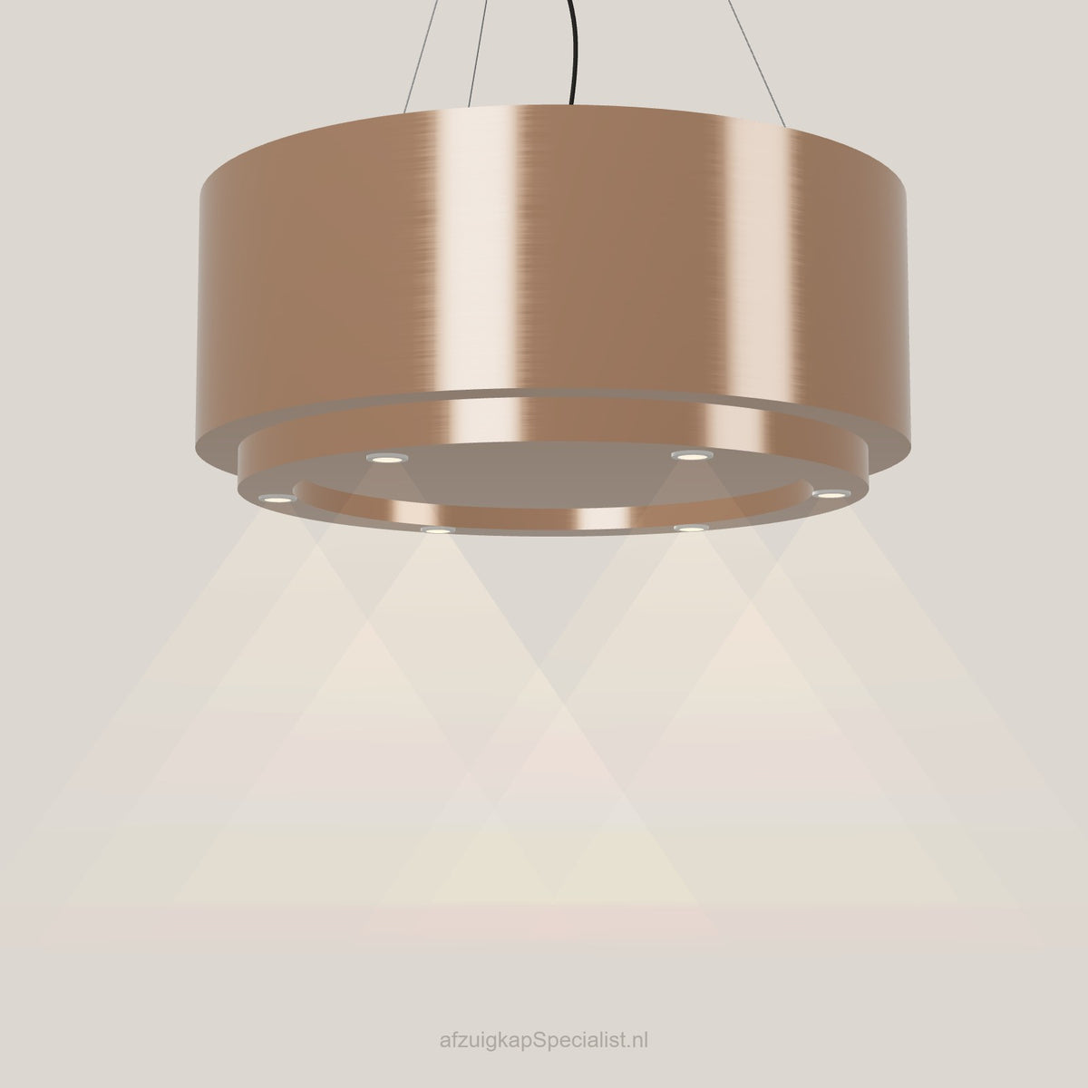 Wave 2630.606 CIRCO X eilandafzuigkap Ø 90 cm in Rose Copper, met verlichting aan