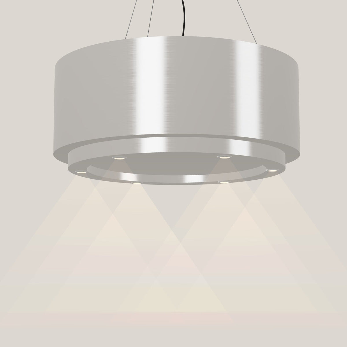 Wave 2630.607 CIRCO X eilandafzuigkap Ø 90 cm in Ivory Greige, met verlichting aan