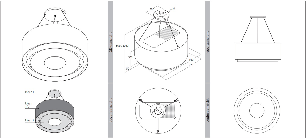 Wave 2630.407 CIRCO X lamp 90cm - geschikt voor lederen bekleding - 1 kleur naar keuze - LEDDISC - afzuigkapSpecialist.nl