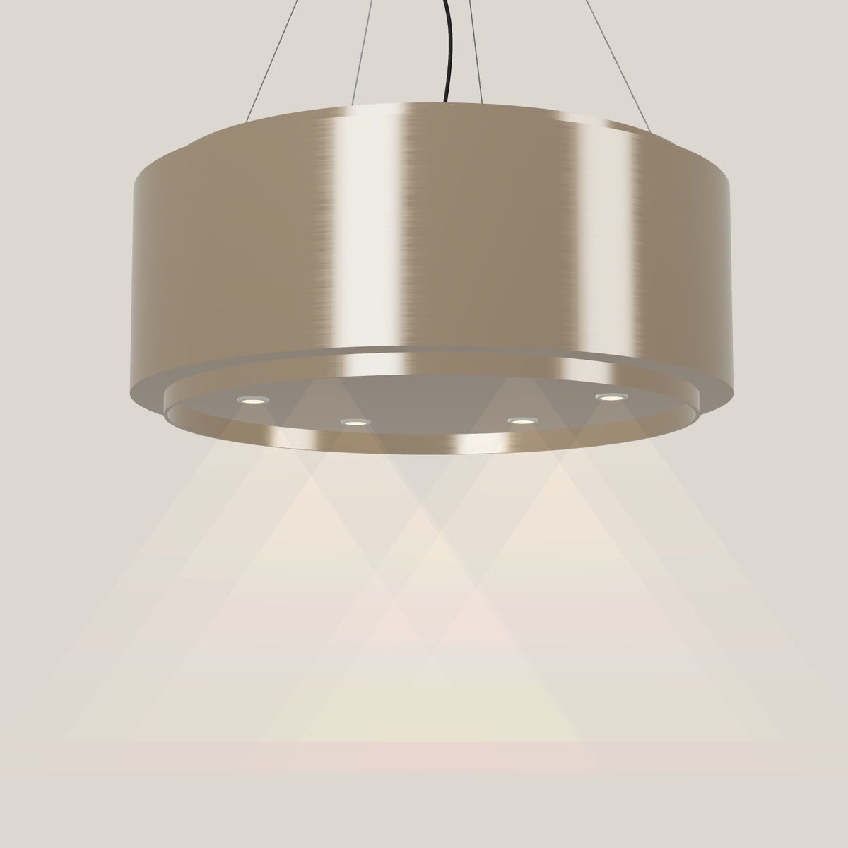 Wave 2640.601 GLOBAL eilandafzuigkap Ø 90 cm in Satin Bronze, met verlichting aan
