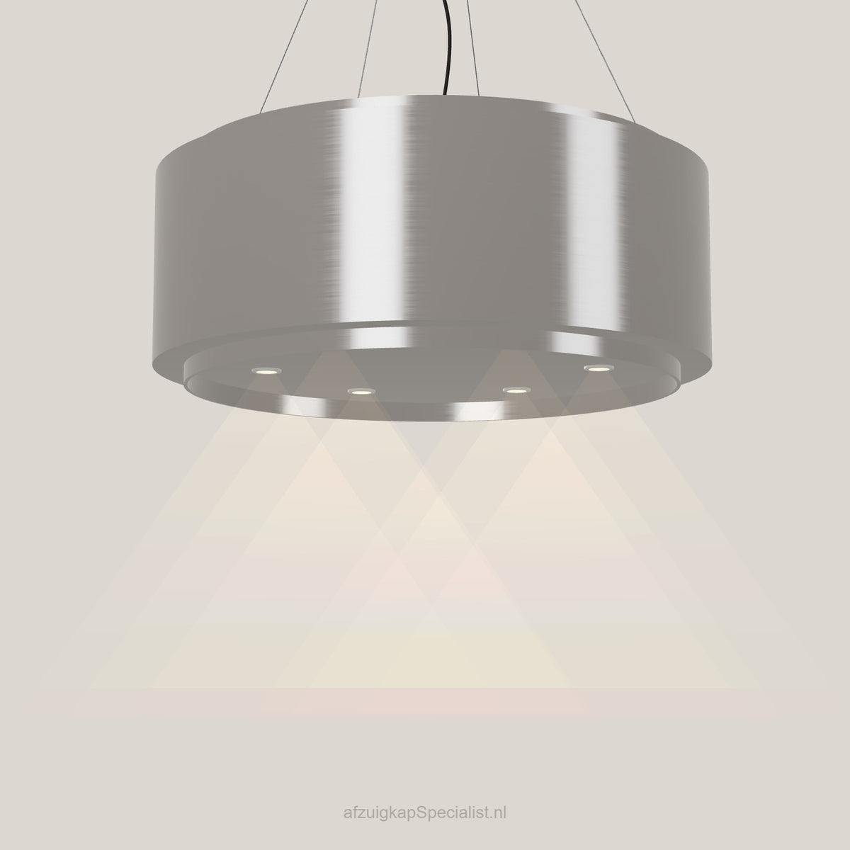 Wave 2640.602 GLOBAL eilandafzuigkap Ø 90 cm in Pearl Grey, met verlichting aan