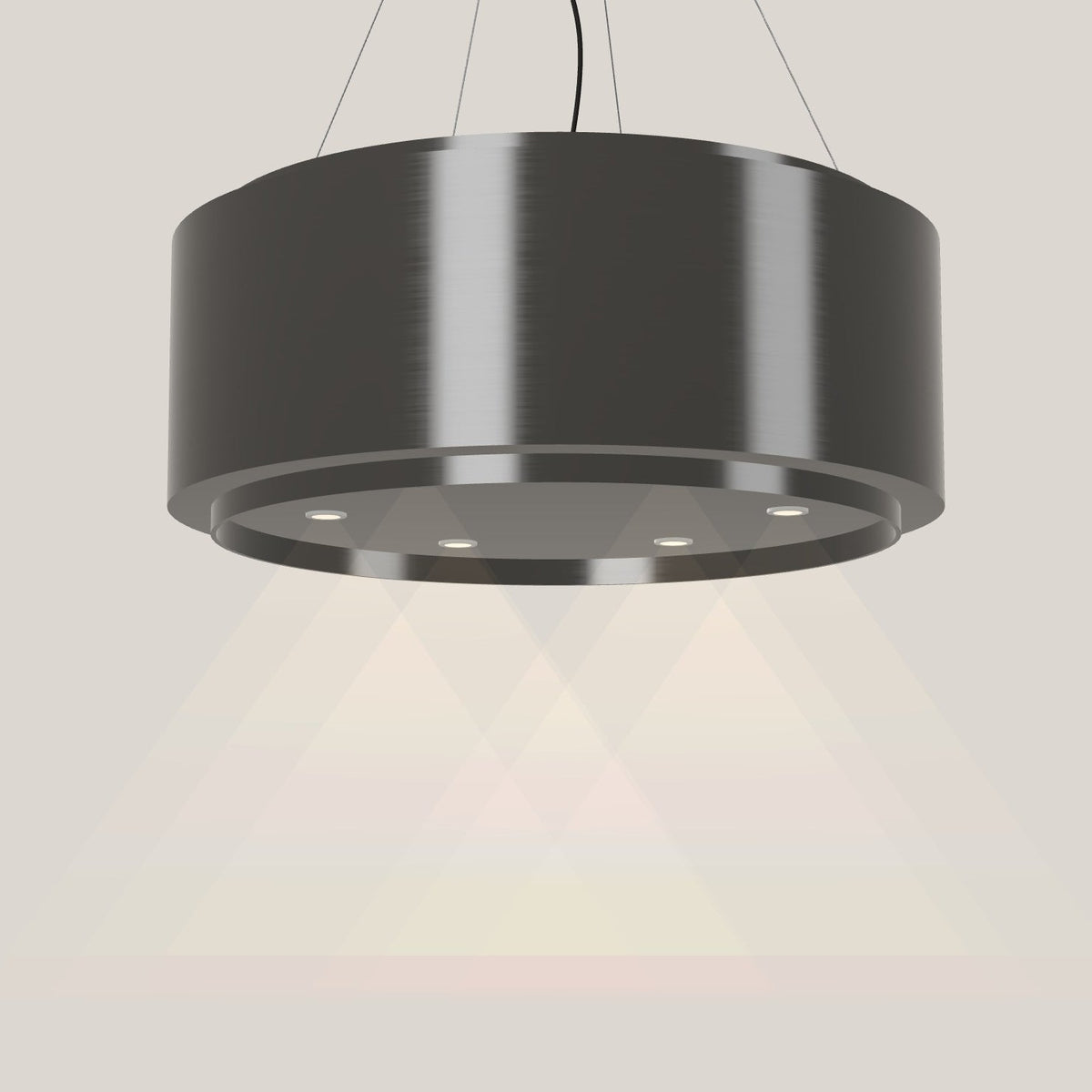 Wave 2640.604 GLOBAL eilandafzuigkap Ø 90 cm in Smoked Silver, met verlichting aan