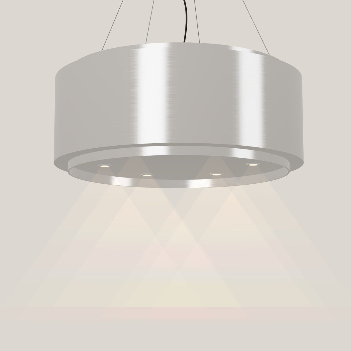 Wave 2640.607 GLOBAL eilandafzuigkap Ø 90 cm in Ivory Greige, met verlichting aan