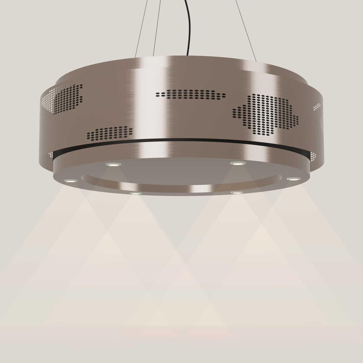 Wave 2680.605 CLOUD eilandafzuigkap Ø 100 cm in Champagne Gold, met verlichting aan