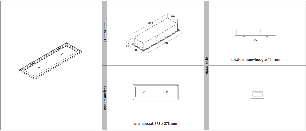 Wave 3683.401 FLAT inbouwunit 90 x 30 cm - 1 kleur naar keuze - motorloos - LED - afzuigkapSpecialist.nl