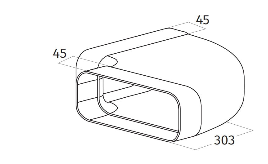 Wave 6000319 90° Bocht horizontaal met mof 230 x 80 mm buiten - afzuigkapSpecialist.nl