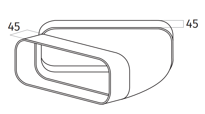 Wave 6000321 45° bocht horizontaal met mof 230 x 80 mm buiten - afzuigkapSpecialist.nl
