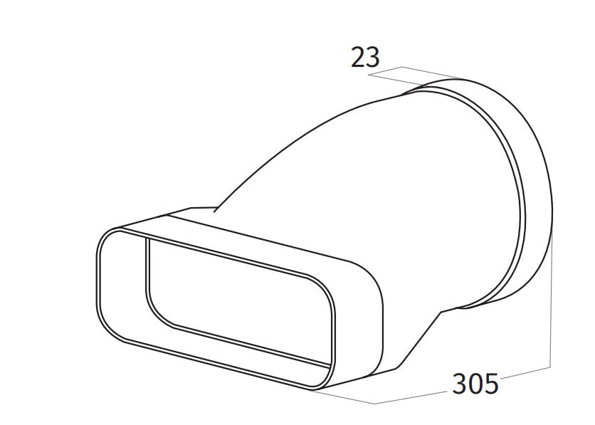 Wave 6000322 aansluitstuk van rond ∅ 150 mm buiten naar vlak 230 x 80 mm buiten - afzuigkapSpecialist.nl