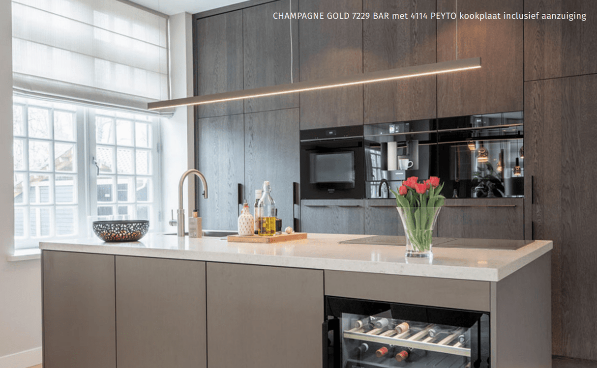 Wave 7229.200 BAR - 1200 mm hanglamp - zwart RAL 9017 mat - LED warmwit 2700K - dimbaar - afzuigkapSpecialist.nl