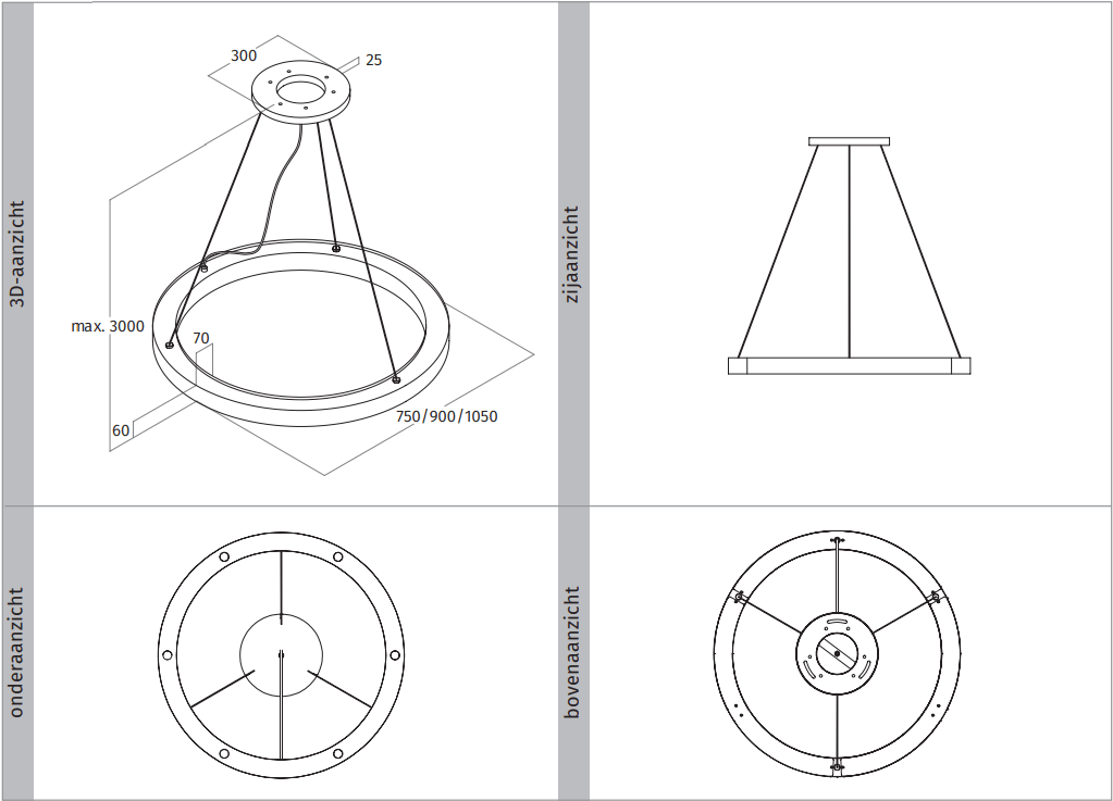 Wave 7310.84 - hanglamp - ∅ 105cm - kleur naar keuze - mat/glanzend - dimbaar - LED - afzuigkapSpecialist.nl