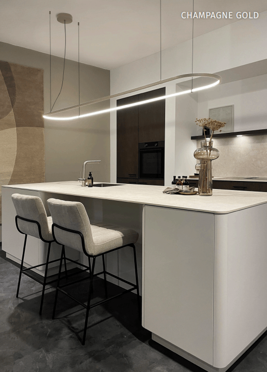 Wave 7391.200 OVAL - 1800 mm hanglamp - zwart RAL 9005 mat - LED warmwit 2700K - dimbaar - afzuigkapSpecialist.nl