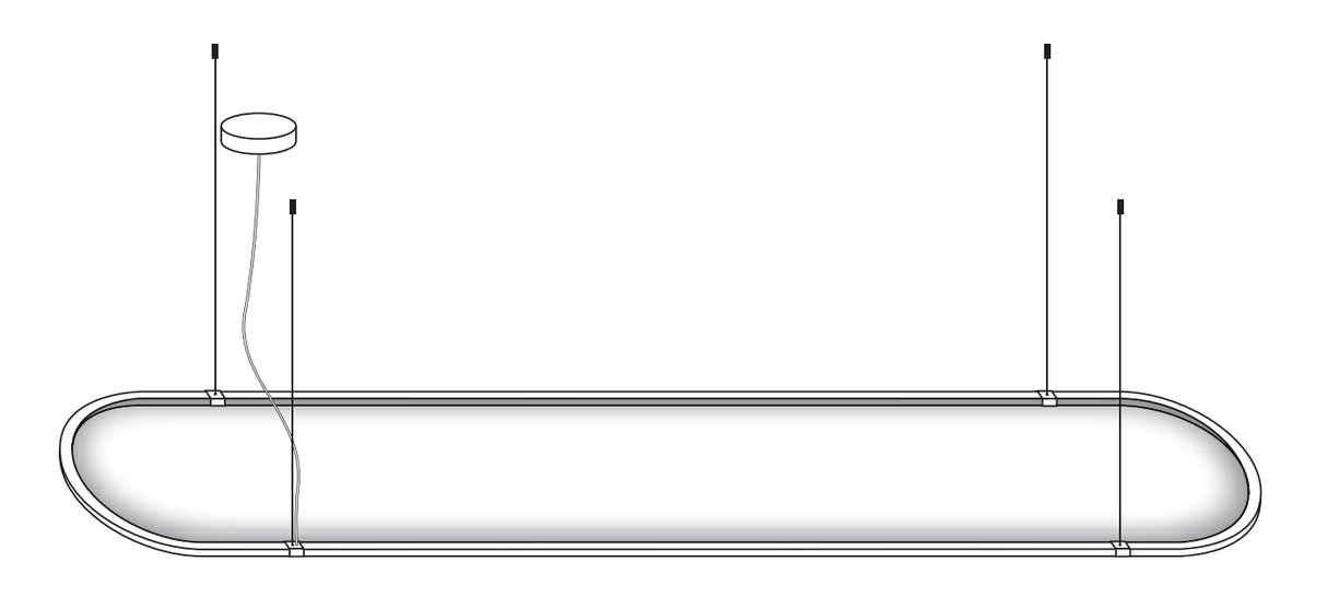 Wave 7391.200 OVAL - 1800 mm hanglamp - zwart RAL 9005 mat - LED warmwit 2700K - dimbaar - afzuigkapSpecialist.nl