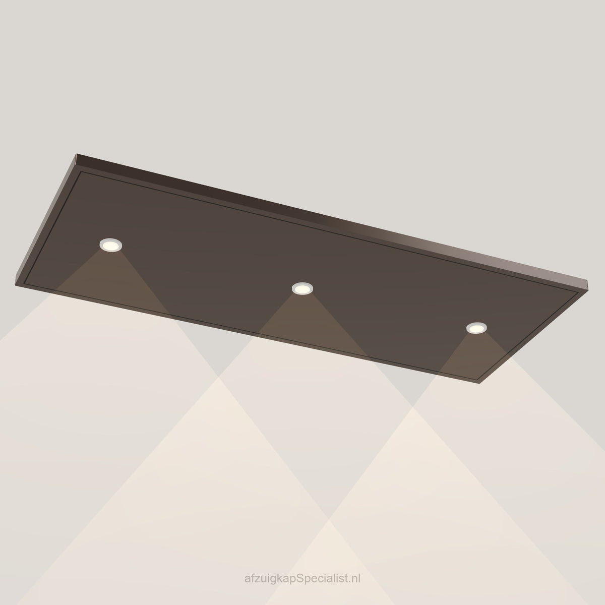 Wave 8231.603 EDGE plafondunit 120 x 50 cm in Anodic Brown, met verlichting aan