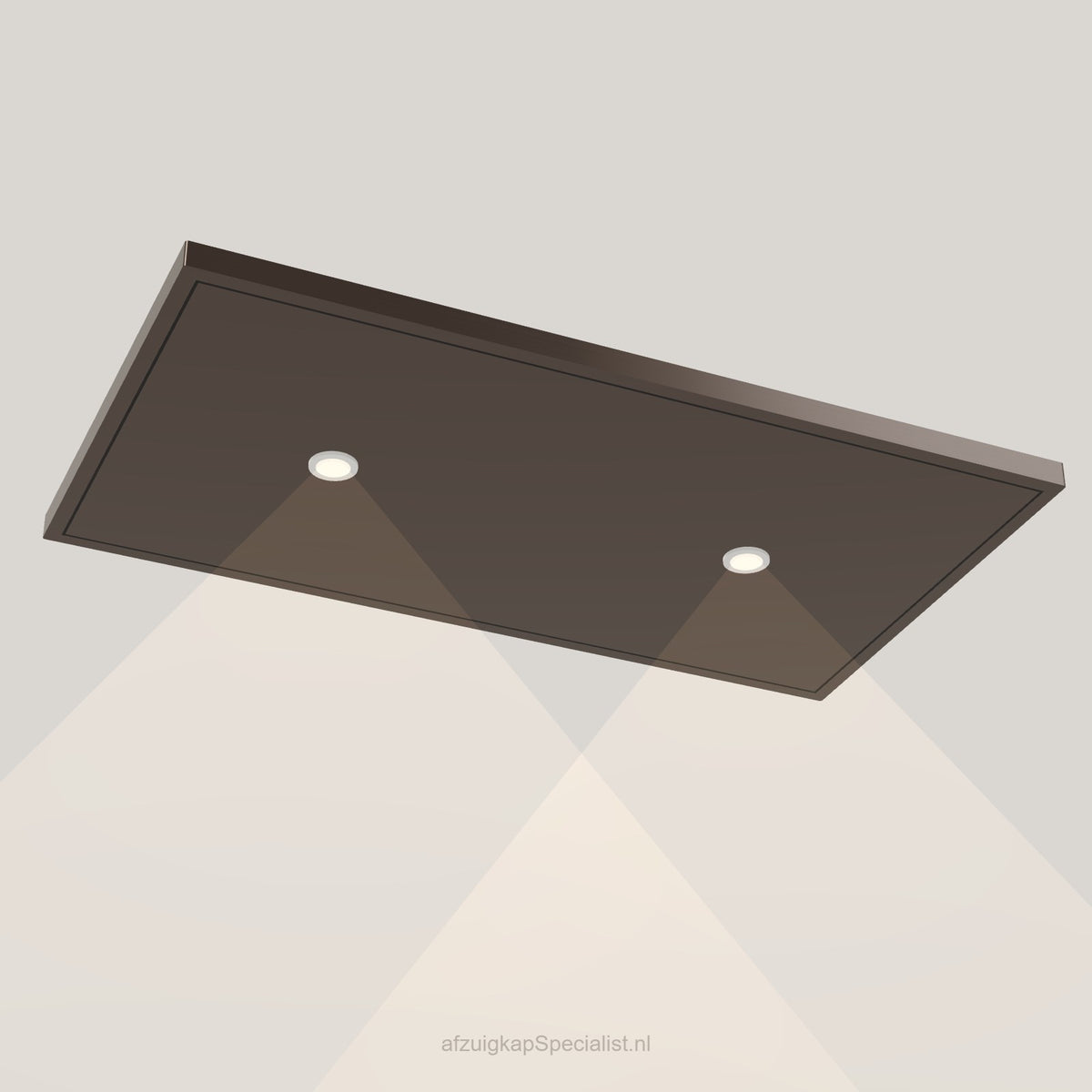 Wave 8231.603 EDGE plafondunit 90 x 50 cm in Anodic Brown, met verlichting aan