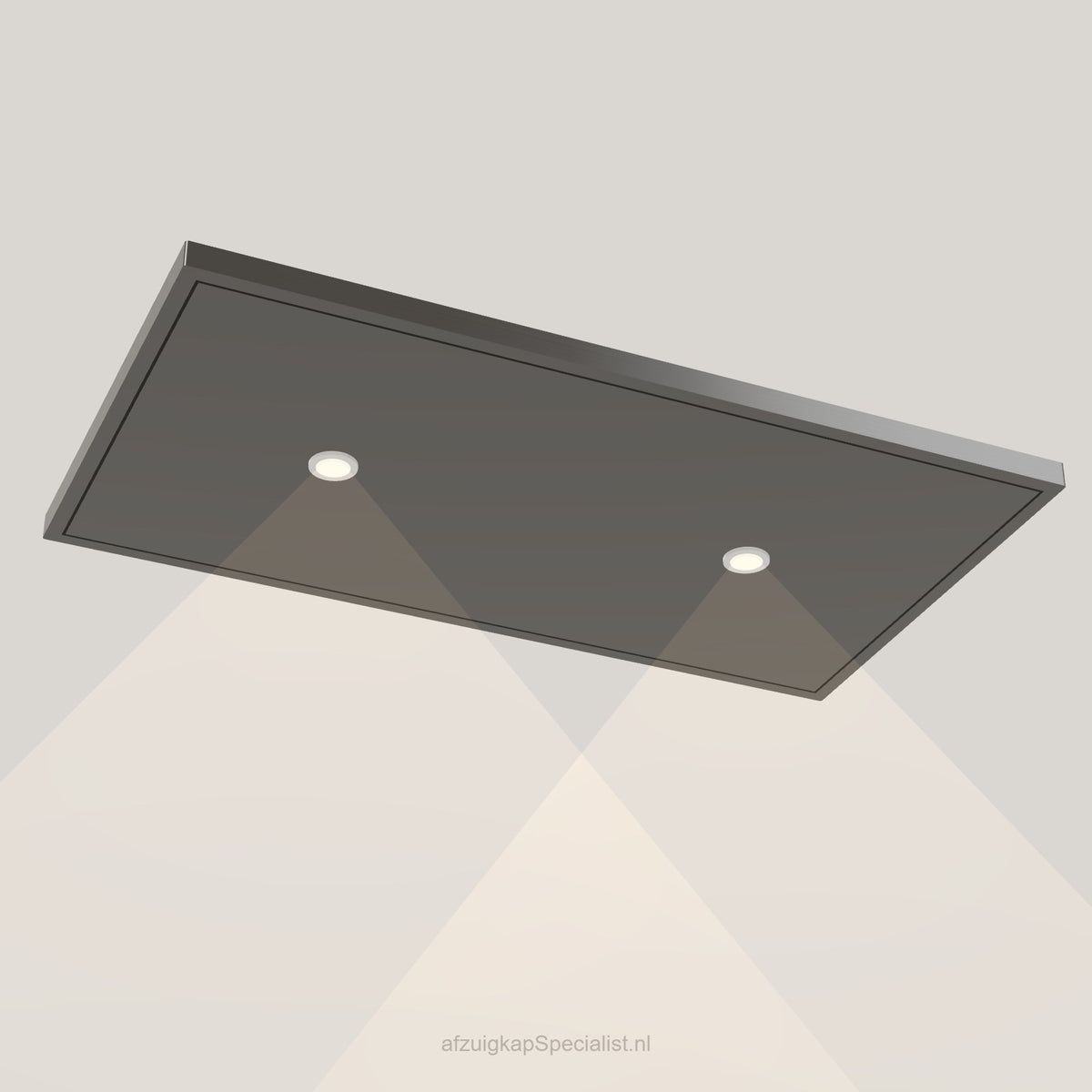 Wave 8231.604 EDGE plafondunit 90 x 50 cm in Smoked Silver, met verlichting aan