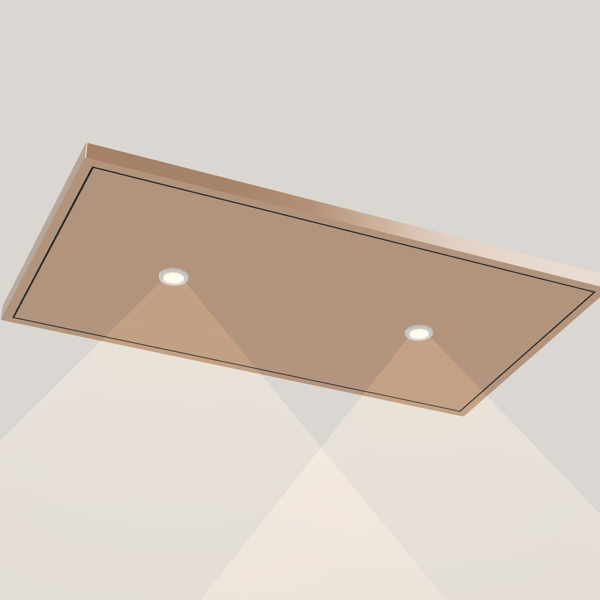 Wave 8231.606 EDGE plafondunit 90 x 50 cm in Rose Copper, met verlichting aan