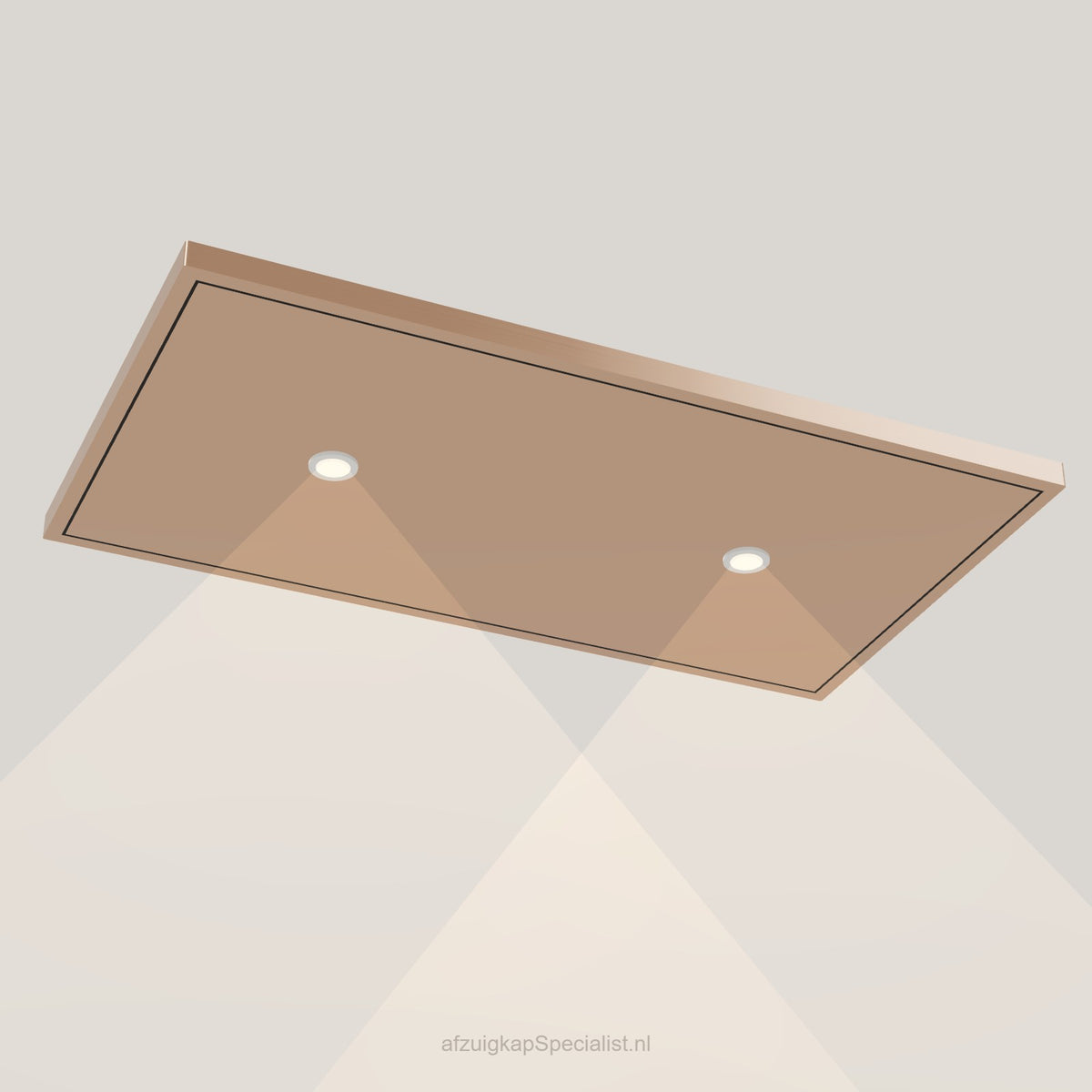 Wave 8231.606 EDGE plafondunit 90 x 50 cm in Rose Copper, met verlichting aan