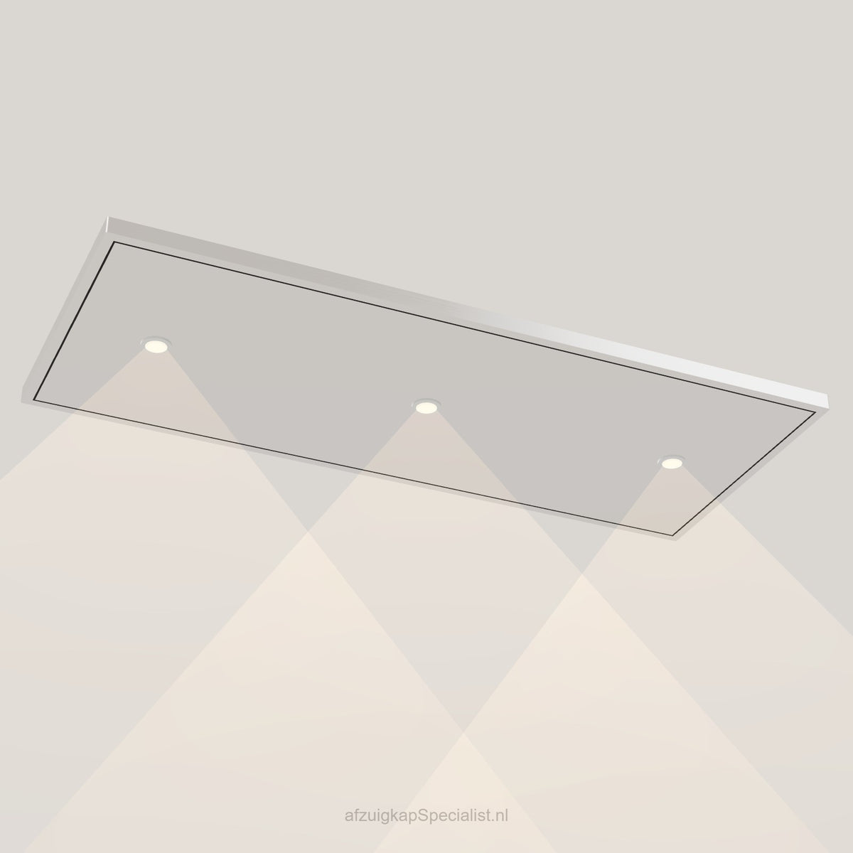 Wave 8231.607 EDGE plafondunit 120 x 50 cm in Ivory Greige, met verlichting aan