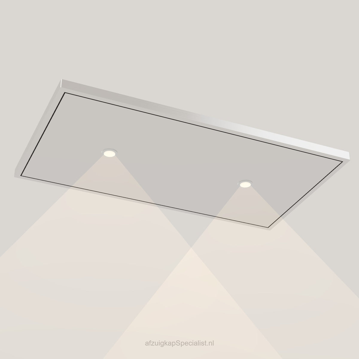 Wave 8231.607 EDGE plafondunit 90 x 50 cm in Ivory Greige, met verlichting aan