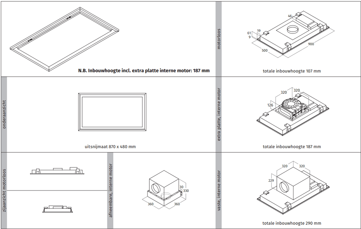 Wave 8310.401 PANEL - plafondunit 90x50 cm - 1 kleur naar keuze - motorloos - LED - afzuigkapSpecialist.nl
