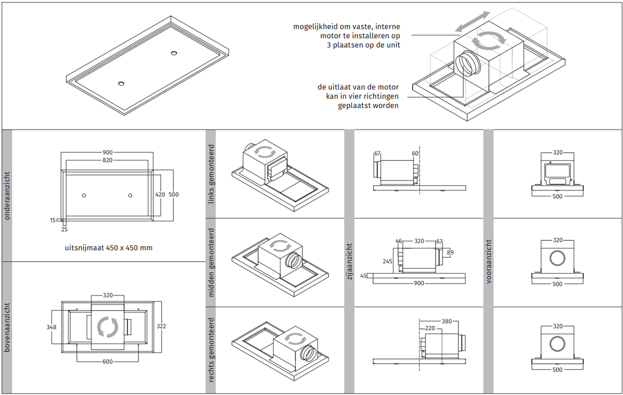 Wave 8555.401 BEAM - plafondunit 90x50 cm - 1 kleur naar keuze - vaste, interne motor - LED - afzuigkapSpecialist.nl