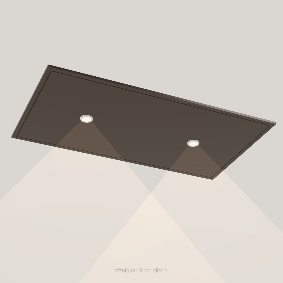 Wave 8674.603 CIRCULATE plafondunit 90 x 50 cm in Anodic Brown, met verlichting aan
