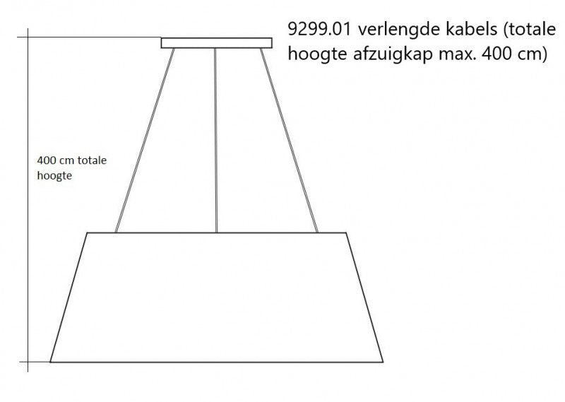 Wave 9299.01 verlengde kabels - totale hoogte afzuigkap max. 400 cm - afzuigkapSpecialist.nl