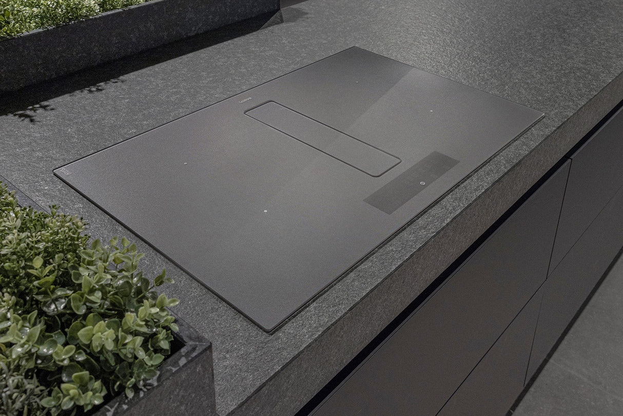 Wave Peyto 4114.04 - 80 cm inductiekookplaat inclusief aanzuiging – interne motor - Smoked Silver - afzuigkapSpecialist.nl