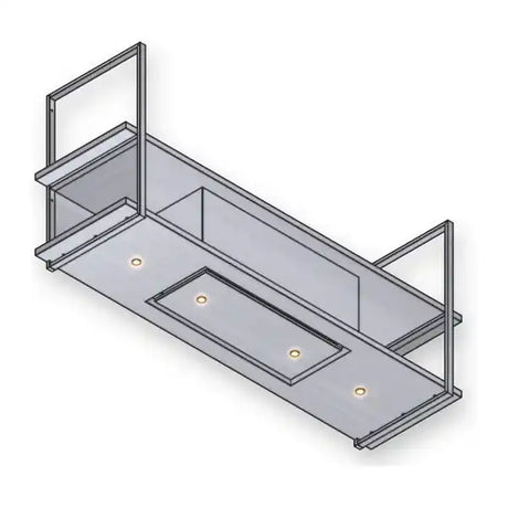 Wave 1052 FRAME wandafzuigkap in RVS met afzuigunit in het midden en LED-spots, 120 tot 180 cm