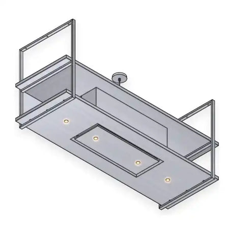 Wave 2052 FRAME eilandafzuigkap in RVS met afzuigunit in het midden en LED-spots, 120 tot 180 cm