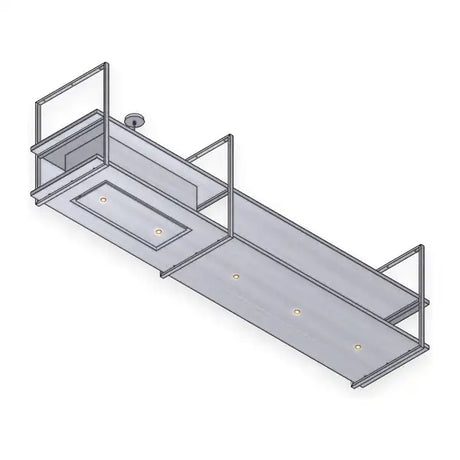 Wave 2055 FRAME eilandafzuigkap in RVS met afzuigunit links en LED-spots, 210 tot 300 cm