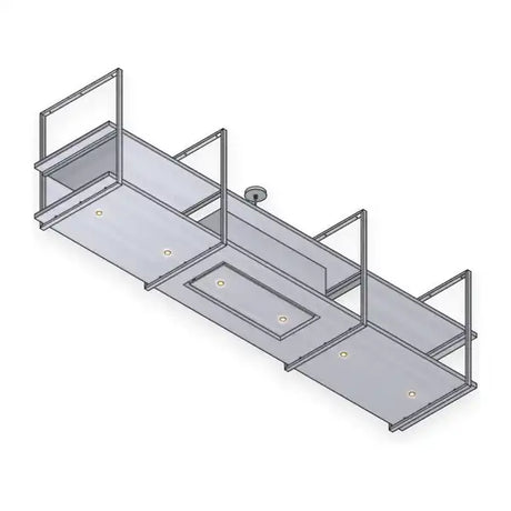 Wave 2057 FRAME eilandafzuigkap in RVS met afzuigunit in het midden en LED-spots, 210 tot 300 cm