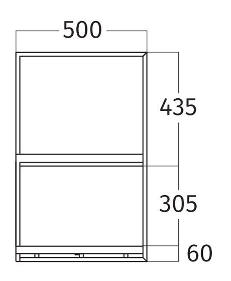 Wave Design 1052.20 FRAME midden  - 120 cm wandmodel  zwart - RAL 9017 mat - 2 x 4,2 W dimbare LED 2700 Kelvin