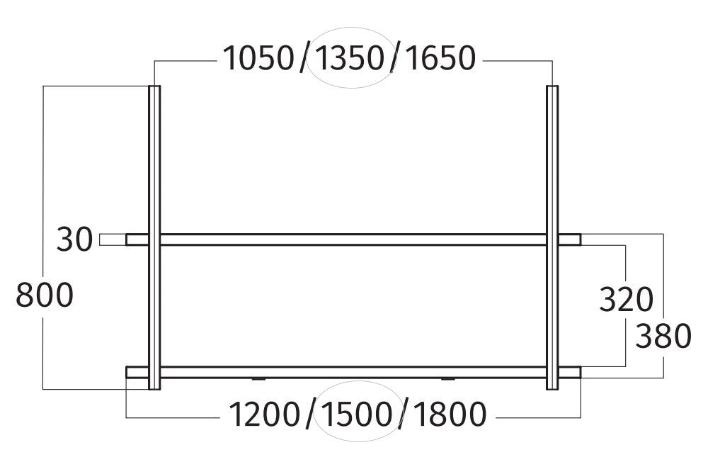 Wave Design 1052.71 FRAME motorloos - 150 cm wandmodel  RVS - 3 x 4,2 W dimbare LED 2700 Kelvin