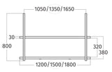 Wave Design 1052.71 FRAME motorloos - 150 cm wandmodel  RVS - 3 x 4,2 W dimbare LED 2700 Kelvin