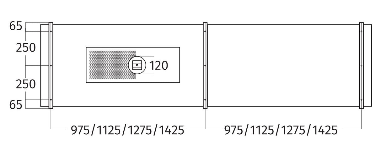 Wave Design 2053.20 FRAME links - 210 cm eilandmodel zwart - RAL 9017 mat - 4 x 4,2 W dimbare LED 2700 Kelvin