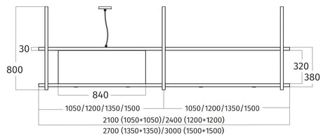 Wave Design 2053.00 FRAME links - 210 cm eilandmodel RVS - 4 x 4,2 W dimbare LED 2700 Kelvin