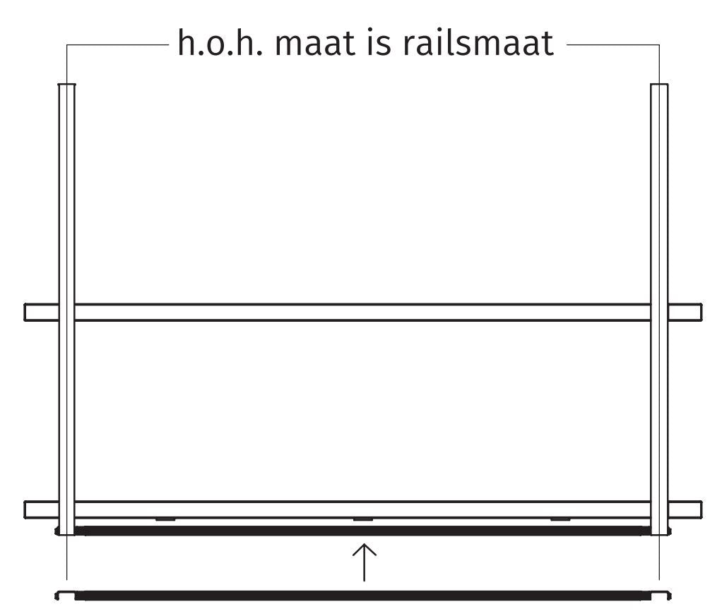 Wave Design 9992.25 rails 1425 mm - RAL 9017 zwart