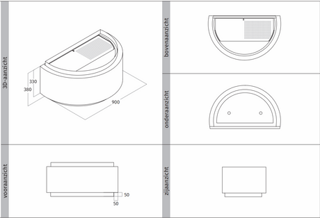 Wave 1640.150 GLOBAL wandafzuigkap 90 cm - geschikt voor lederen bekleding - RVS - interne motor recirculatie - LED