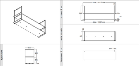 Wave 1052.83 FRAME motorless - 150 cm wall model color of your choice - matt/glossy - 3 x 4.2 W dimmable LED 2700 Kelvin