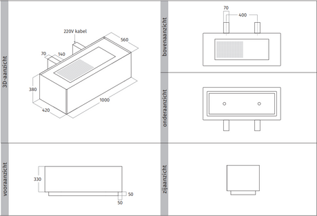 Wave 1130.100 LINE X - wall hood 100 cm stainless steel - internal motor - LED lighting