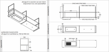 Wave 1053.01 FRAME links - 240 cm RVS - 4 x 4,2 W dimbare LED 2700 Kelvin